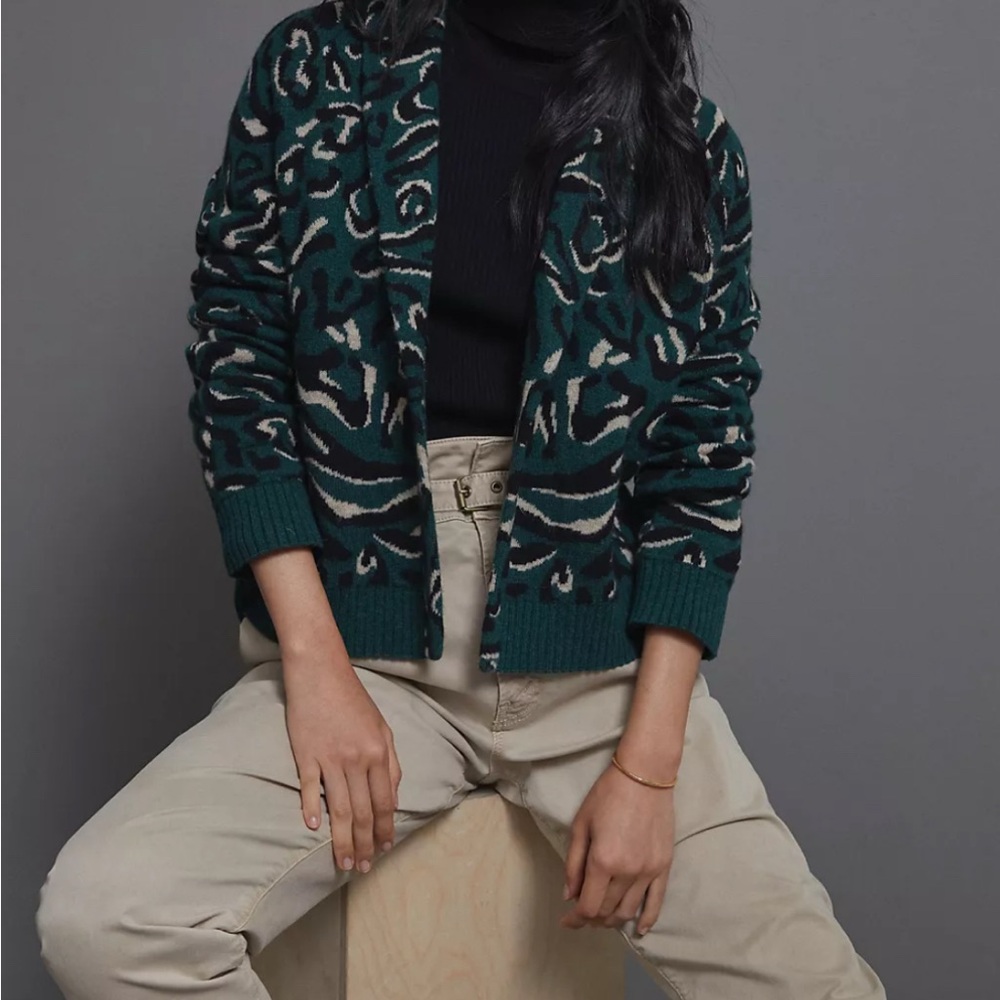 Anthropologie Current Air Blakely Cardigan Women’s Large Green and Black NWT